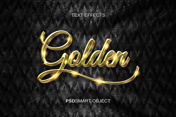 Kostenlose PSD luxuriöses modell im goldenen 3d-textstil