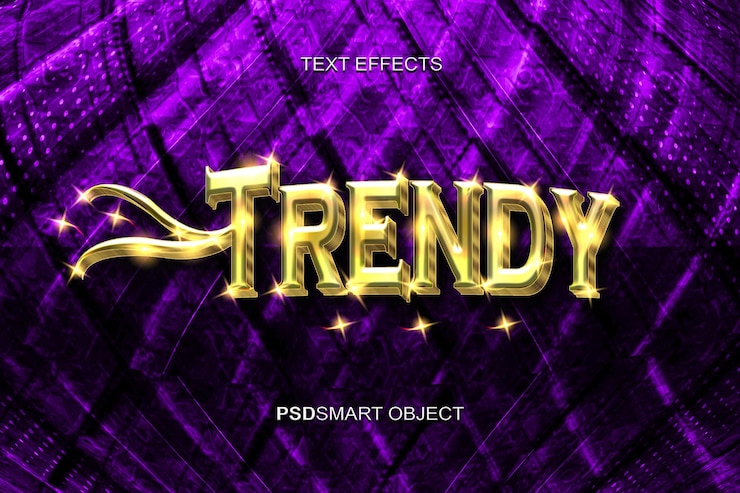 Kostenlose PSD luxuriöses, trendiges modell im 3d-textstil in gold