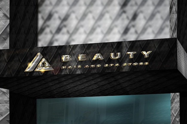 Kostenlose PSD luxus-beauty-store-fassade logo-effekt-mockup