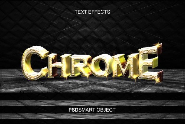 Kostenlose PSD luxus-chrom-gold-3d-textstil-mockup