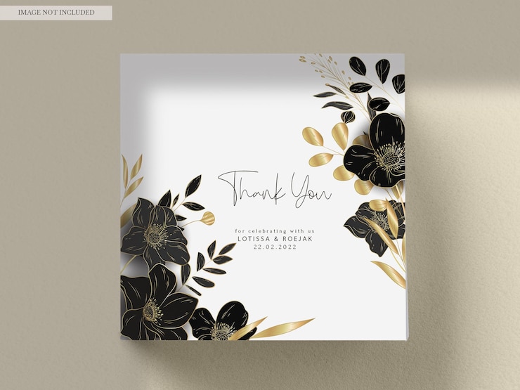 Kostenlose PSD luxus-goldblumenhochzeitseinladungskarte