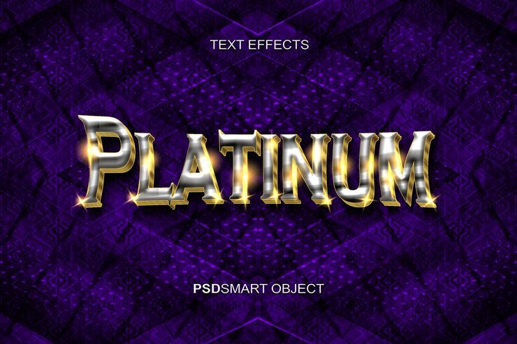 Kostenlose PSD luxus-platin-gold-3d-textstil-mockup
