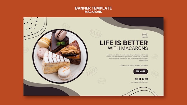 Kostenlose PSD macarons banner vorlage design