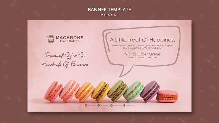 Kostenlose PSD macarons konzept-banner-vorlage