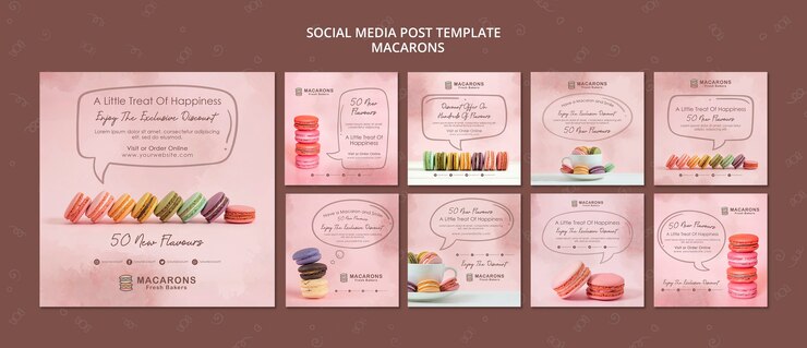 Kostenlose PSD macarons konzept social media post vorlage