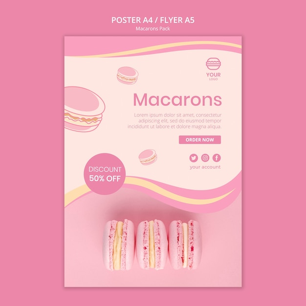 Kostenlose PSD macarons pack poster style