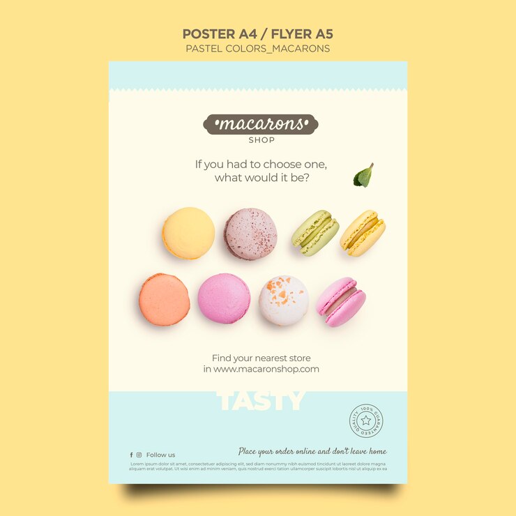 Kostenlose PSD macarons shop vorlage poster