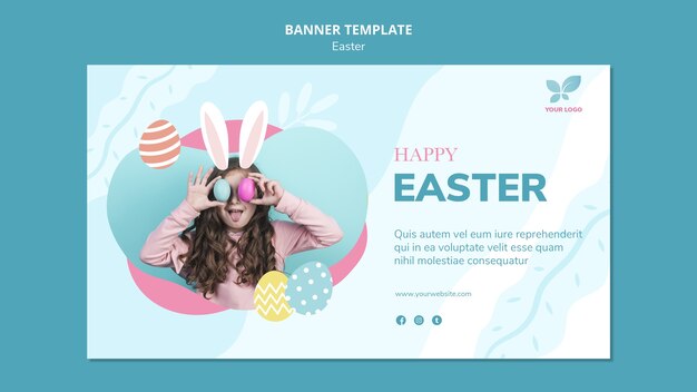 Mädchen und bunte Eier Ostern-Fahnenschablone
