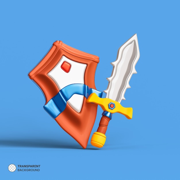 Magisches schwertspiel-asset-symbol isolierte 3d-render-illustration