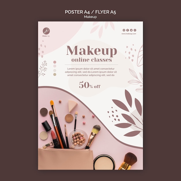 Kostenlose PSD make-up konzept flyer vorlage