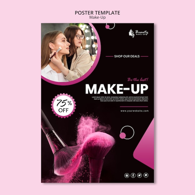 Kostenlose PSD make-up konzept poster vorlage