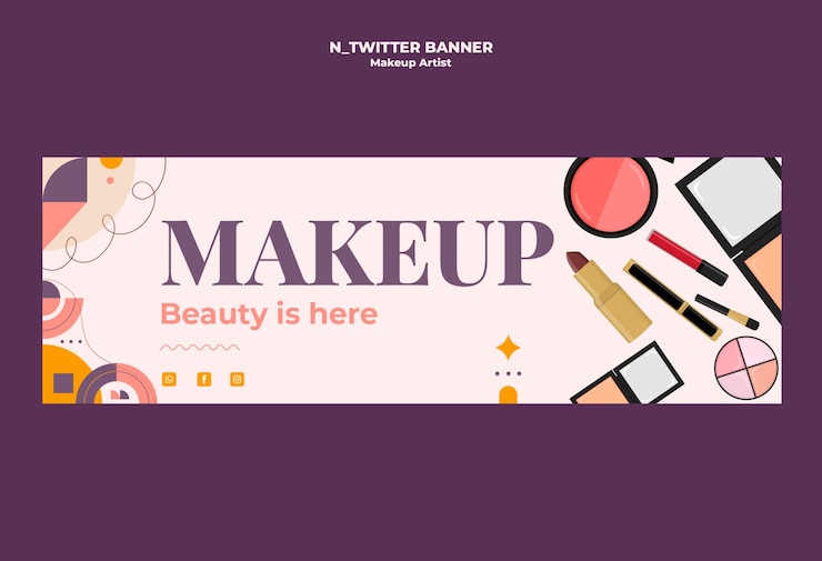 Kostenlose PSD make-up-künstler twitter-banner-vorlage-design