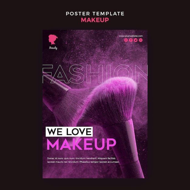 Kostenlose PSD make-up poster vorlage konzept