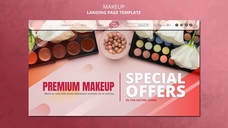 Kostenlose PSD makeup landing page vorlage
