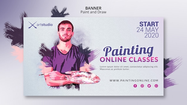 Kostenlose PSD malen online-klassen kunststudio banner