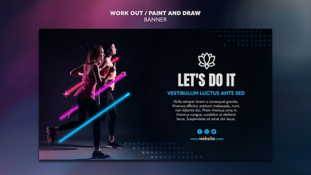 Malen und zeichnen Sie Workout-Banner-Vorlage