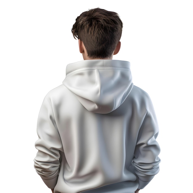 Kostenlose PSD mann in weißem hoodie auf weißem hintergrund 3d-illustration