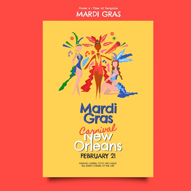 Kostenlose PSD mardi gras vorlage-design