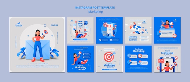 Kostenlose PSD marketingkonzept instagram-posts