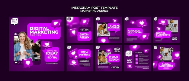 Kostenlose PSD marketingstrategie für instagram-posts