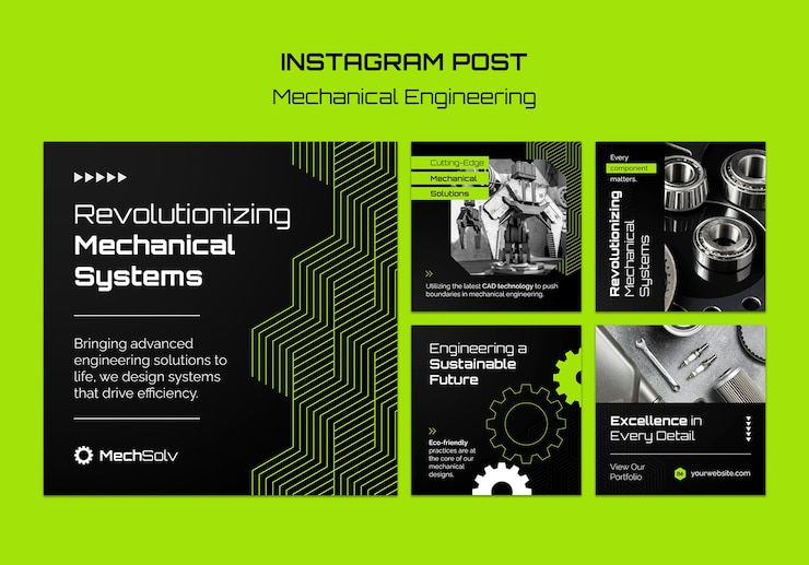 Kostenlose PSD maschinenbau-instagram-vorlagenentwurf