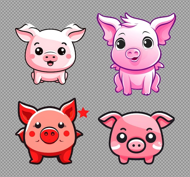 Kostenlose PSD maskottchen-kühe-schweine-kollektion