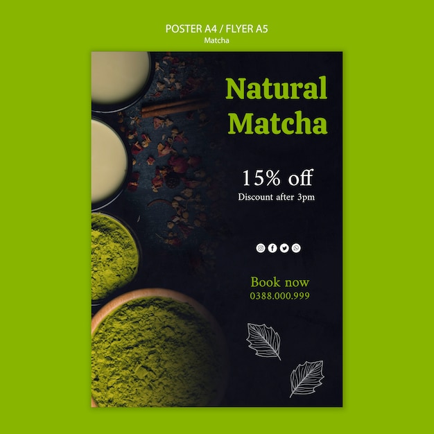 Matcha grüntee flyer vorlage