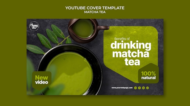 Kostenlose PSD matcha-tee-cover-vorlage für youtube