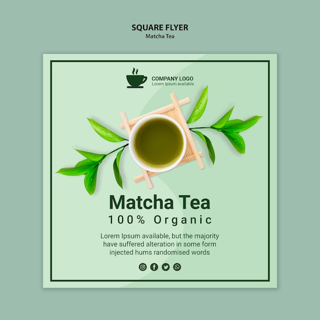 Matcha tee flyer vorlage konzept