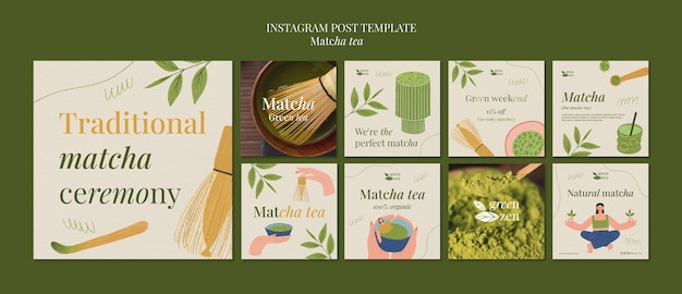 Kostenlose PSD matcha-tee-instagram-beiträge