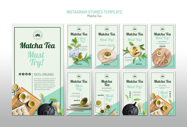 Kostenlose PSD matcha tee instagram geschichten vorlage