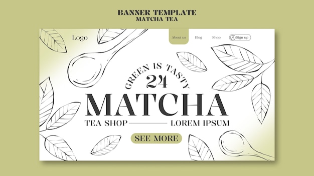 Kostenlose PSD matcha-tee-landingpage-vorlage