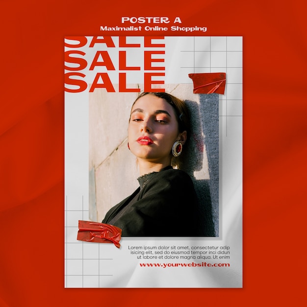 Kostenlose PSD maximalistische online-shopping-poster-vorlage