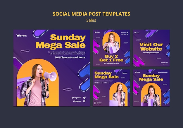Mega-Sonntagsverkaufs-Social-Media-Beitragsvorlage