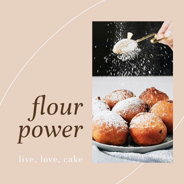Mehlpulver PSD ig Post-Vorlage für Bäckerei- und Café-Marketing