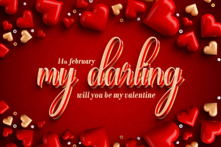 Kostenlose PSD mein liebling valentinstag bearbeitbare texteffekt