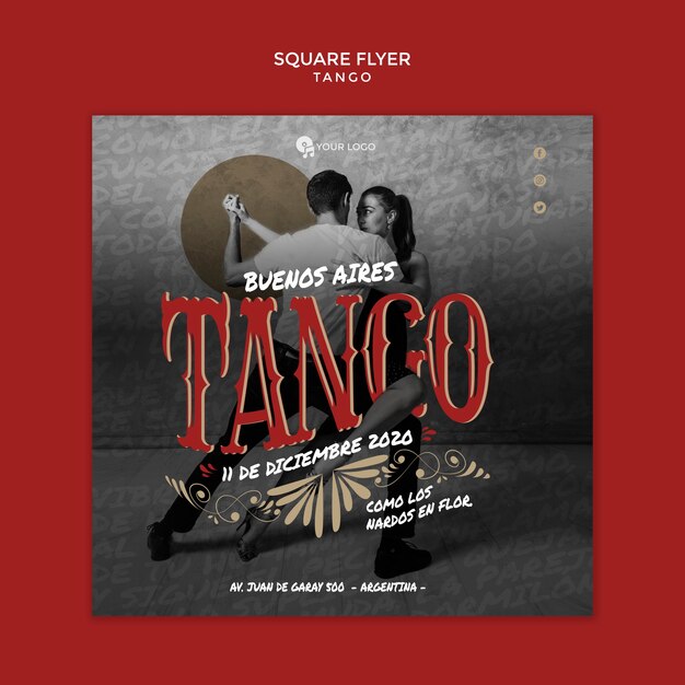 Menschen tanzen Tango Quadrat Flyer Vorlage