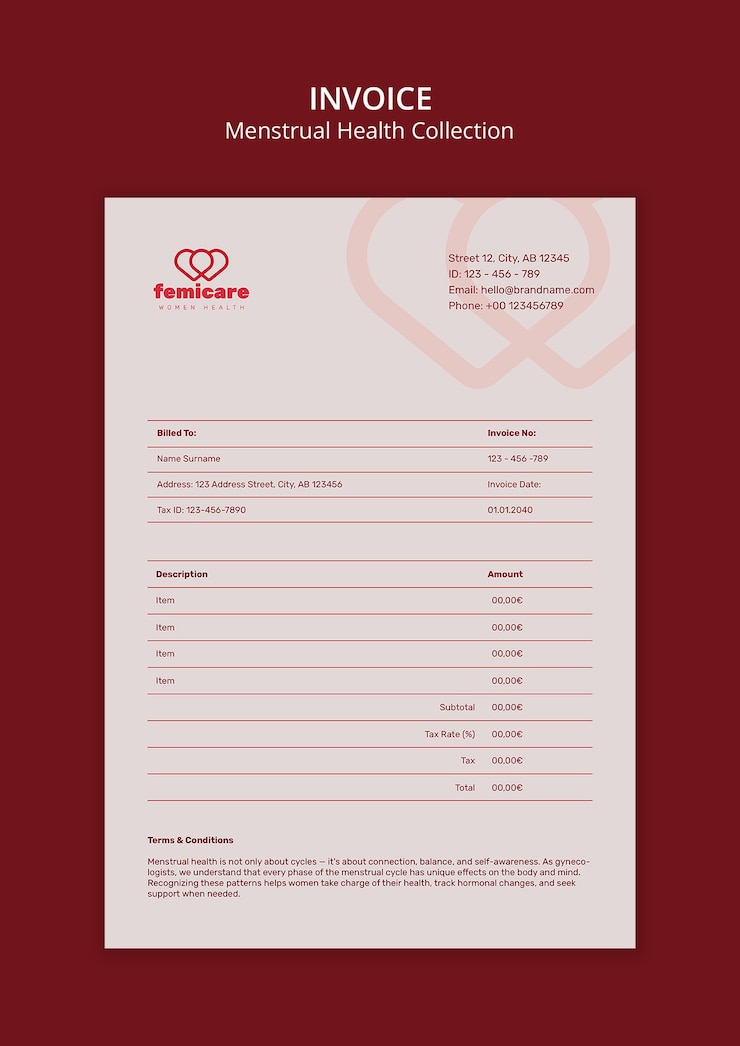 Kostenlose PSD menstrual health collection invoice