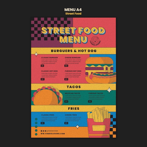 Kostenlose PSD menüvorlage für streetfood-festival
