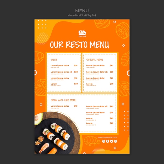 Menüvorlage für Sushi-Restaurant