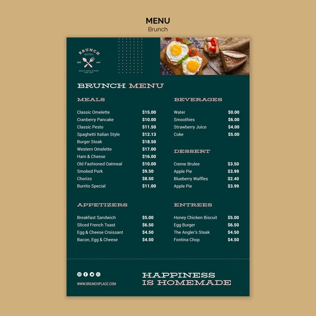 Menüvorlage mit Brunch-Thema
