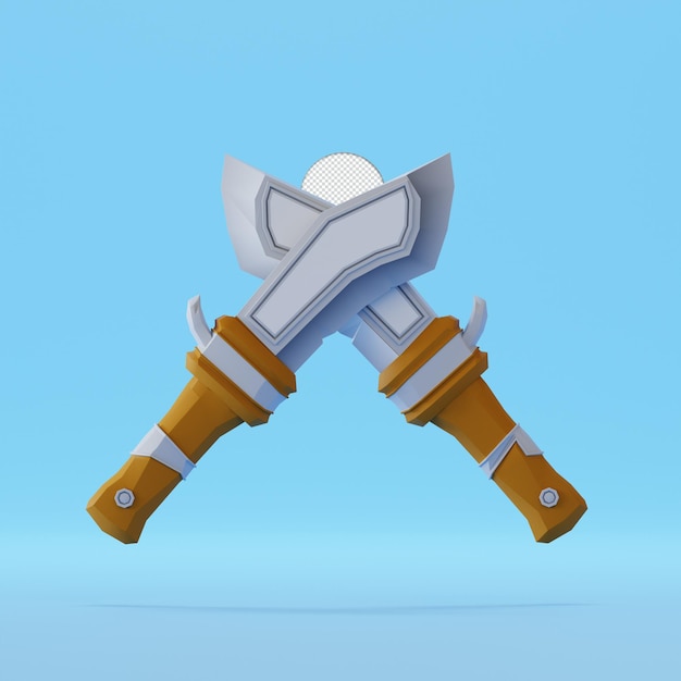 Kostenlose PSD messer-spiel-asset-symbol isolierte 3d-render-illustration