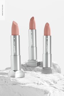 Metallic lipstick tubes mockup, vorderansicht