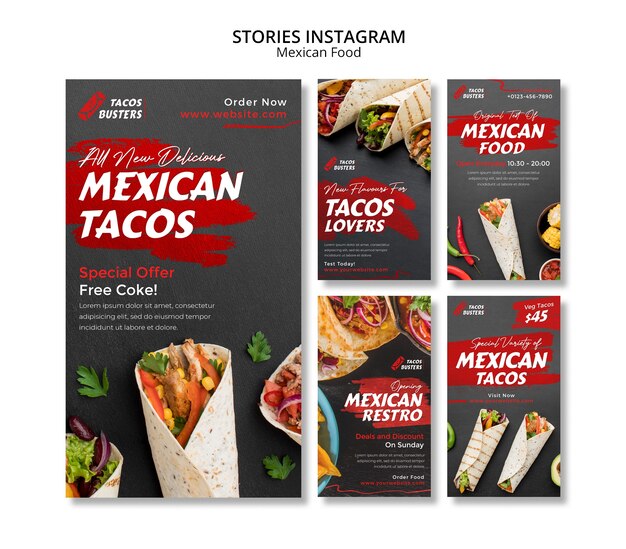 Mexikanische Küche Restaurant Instagram Geschichten Sammlung