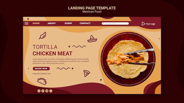 Kostenlose PSD mexikanische restaurant landingpage vorlage