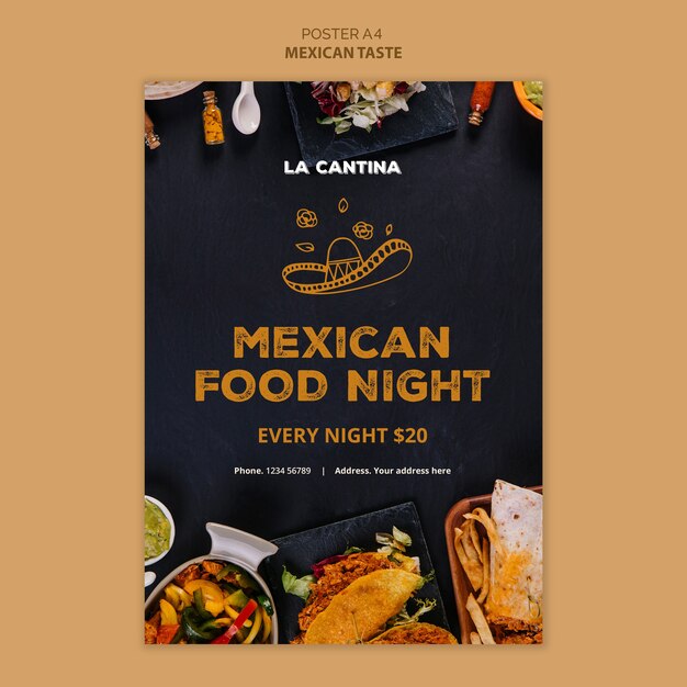 Mexikanisches Restaurant Plakat Vorlagendesign