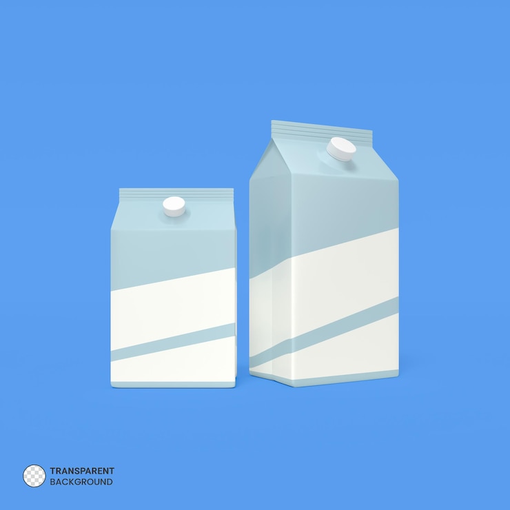 Kostenlose PSD milchverpackung isoliertes symbol 3d-renderillustration