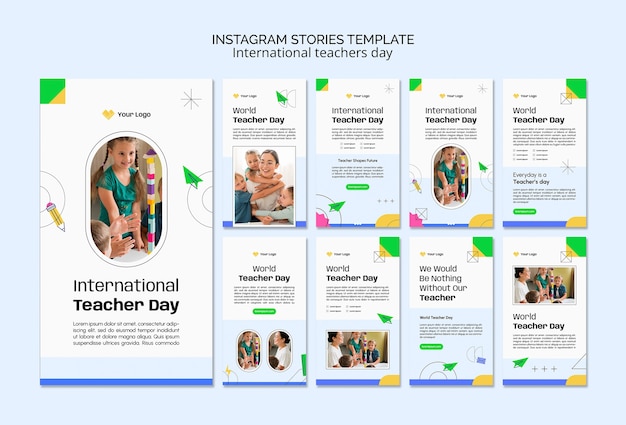 Minimale instagram-geschichten zum internationalen lehrertag