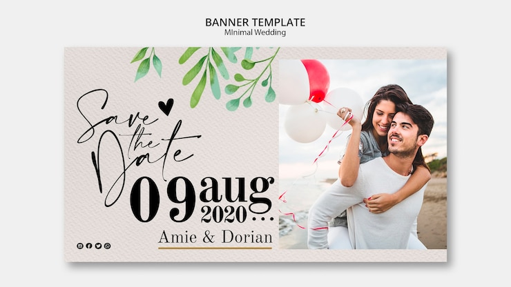 Kostenlose PSD minimale vorlage hochzeit banner