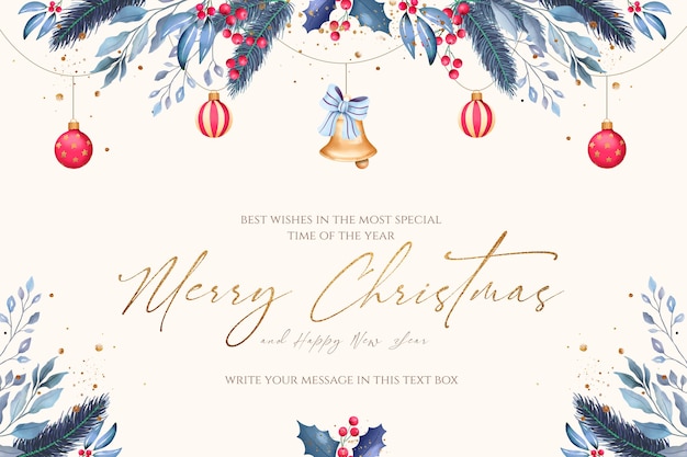 Minimaler Weihnachtshintergrund mit blauen und roten Verzierungen